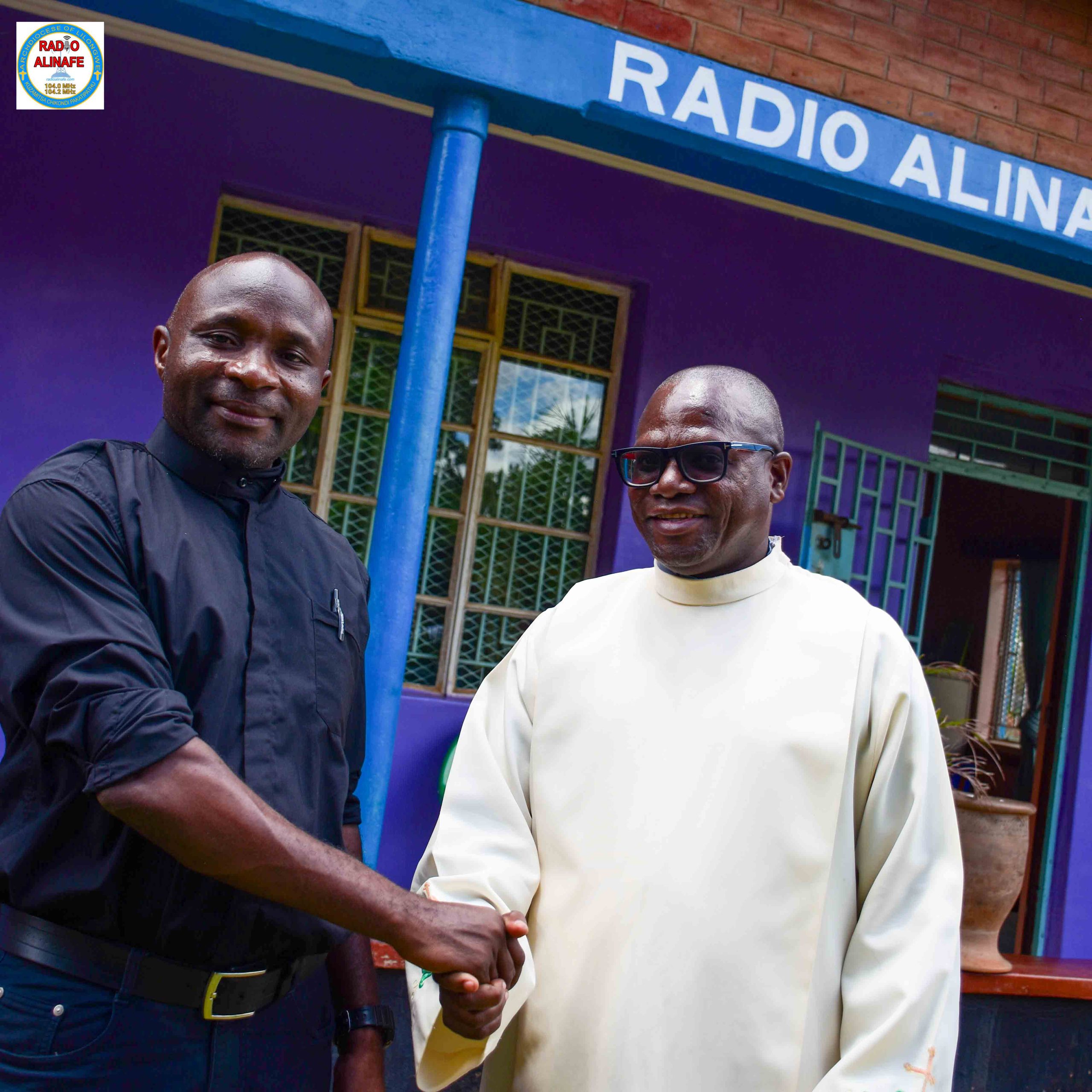 Passing the torch of Catholic media. Fr. Louis Chikanya and Fr. Francis Lekaleka mark the official change of leadership at the Archdiocese of Lilongwe’s media house