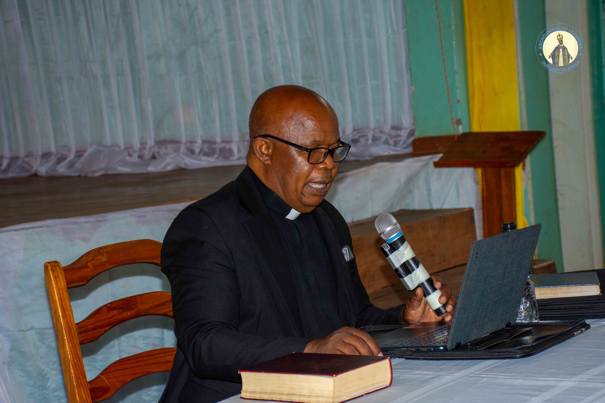Monsignor Dr. Patrick Thawale addresses priests, brothers, and sisters during the World Day for Consecrated Life gathering at St. Francis Parish (Kanengo)